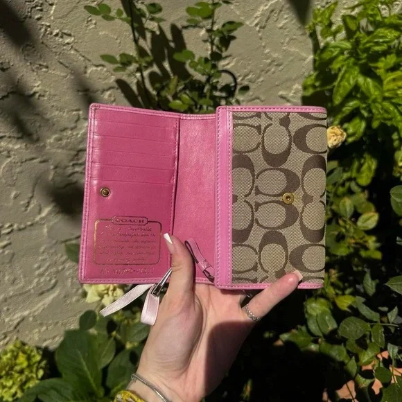 Pink & Brown Coach Monogramed Wallet